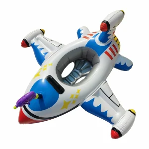 0.3mm PVC Children Water Toys Steering Baby Swim Ring Inflatable Airplane Swimming Seat Floating Toys With Water Gun