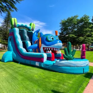 Tobogán inflable de dinosaurio de PVC de 0,55 mm, portátil y a prueba de agua, para piscina familiar y jardín