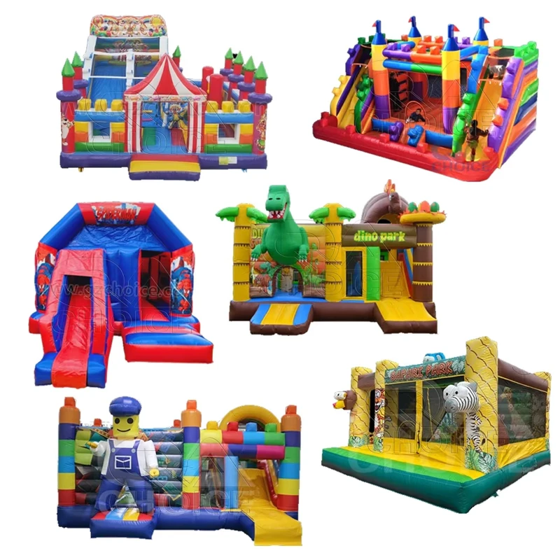 Château gonflable en PVC de 0,55 mm pour enfants, maison de saut extérieure avec toboggan et installation facile