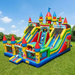 Château gonflable en PVC de 0,55 mm, combinaison de toboggan, aire de jeux commerciale, parcours d'obstacles pour enfants, événement festif