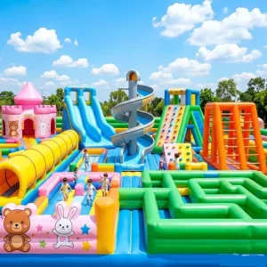0.55mm PVC ターポリン インフレータブル障害物コース バウンシーキャッスル 商業用 子供用ジャンパーハウス スライドコンボ