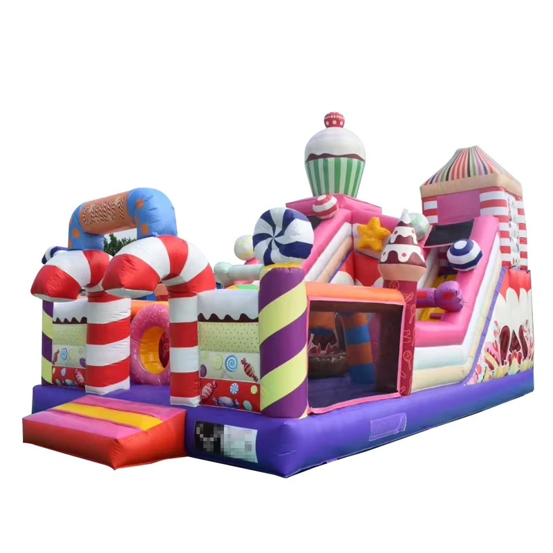 Castello gonfiabile colorato in PVC da 0,55 mm con scivolo, casa da salto per bambini