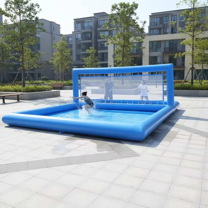 0.9mm PVC Wet Dry Water Sports Arena Commercial Giant Inflatable Volleyball Court Pool