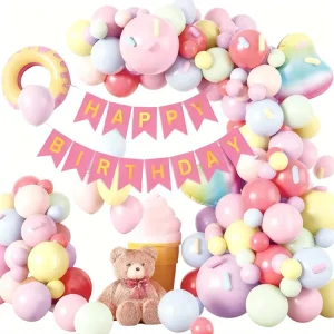 1 Macaron Color Round Latex Balloon Arch Kit for Kids Adults’ Birthday Party Decorations Set Valentine’s Day