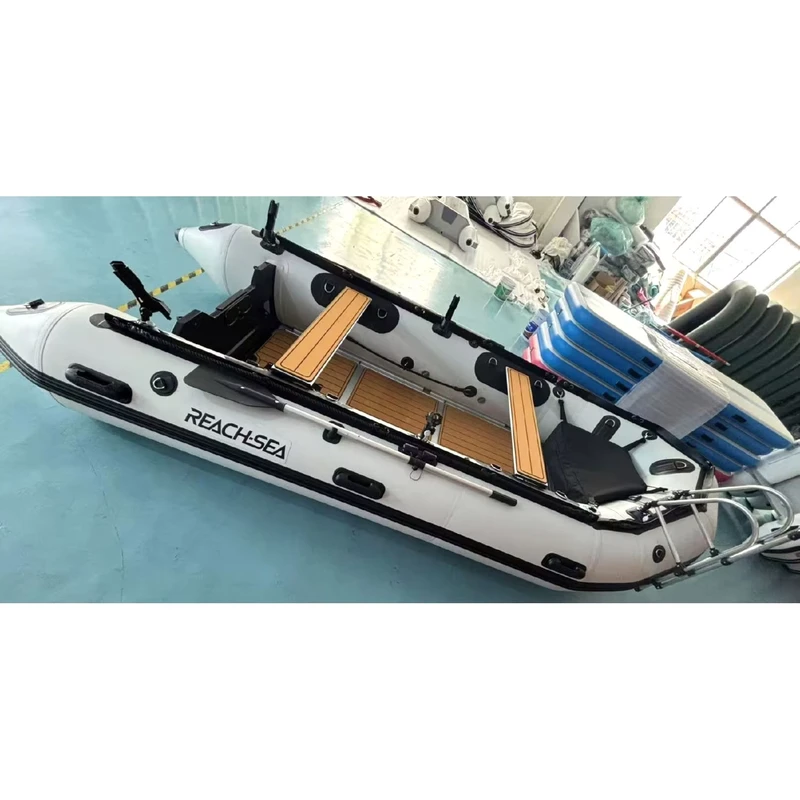 Thuyền bơm hơi 8 người, 420cm, màu đen & xám nhạt, tốt nhất với động cơ để đảm bảo an toàn