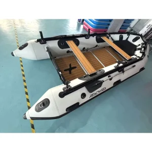 1.2mm PVC Aluminum Deck 8 People 420cm Black & Light Grey Color Inflatable Dinghy with Canopy for Sale