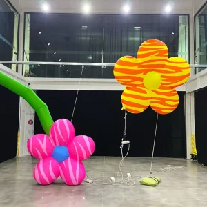 1.5/2/3/5M Custom Inflatable Flower with Pattern LED Lighting Anti Fading Orange Yellow Pink Giant Flowers Inflatable Decoration