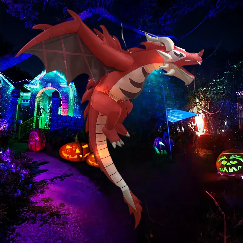 Đồ trang trí rồng thổi phồng Halloween 1.5 mét có đèn LED, phong cách Mỹ, dùng cho tiệc ngoài trời