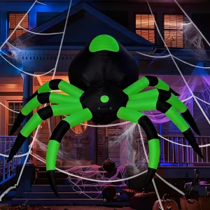 1.8メートル ハロウィンインフレータブル巨大クモ装飾 LEDライトアップ目付き モデル23269 中庭屋外庭園用