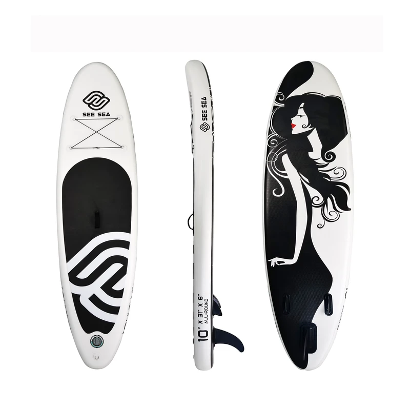 Planche de paddle gonflable de 10' *32"*6" pour yoga, pêche et surf avec accessoires de paddle, pompe, laisse et aileron