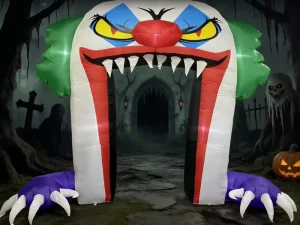 10 FT Halloween Inflatables Clown Archway Outdoor Decorations Scary Halloween Arch Blow up Yard Decorations