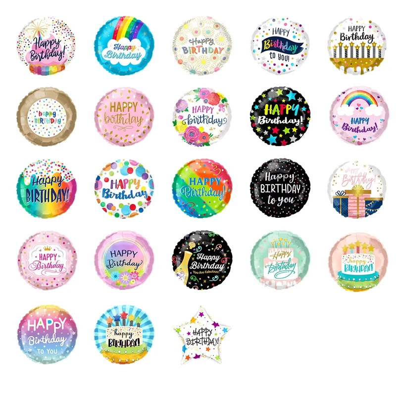 บอลลูนฟอยล์กลมพิมพ์ตัวอักษร Happy Birthday ขนาด 10 นิ้ว สำหรับตกแต่งงานวันเกิด