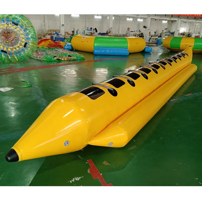 เรือกล้วยพองได้สำหรับ 10 คน ผ้าใบ PVC 0.9 มม. เรือกล้วยพองได้สำหรับกีฬาในน้ำ