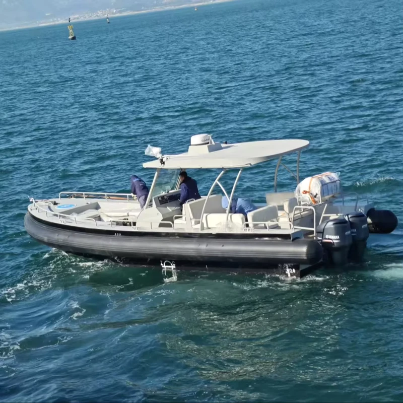 Yacht a Vela in Alluminio da 10,5 m con Motore Fuoribordo, Capacità per 6 Persone, Barca Gonfiabile RIB con Console Centrale