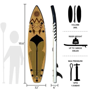 10.6 Foot Double Layer Foldable Inflatable Stand Up Paddle Board SUP