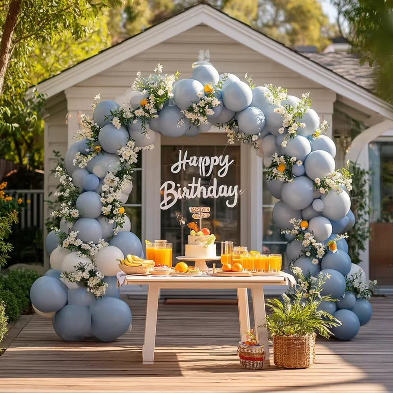 100 Gray Blue Balloons 12 Inch Retro Freshwater Blue Balloons for Birthday Baby Shower Bachelor Party Decoration