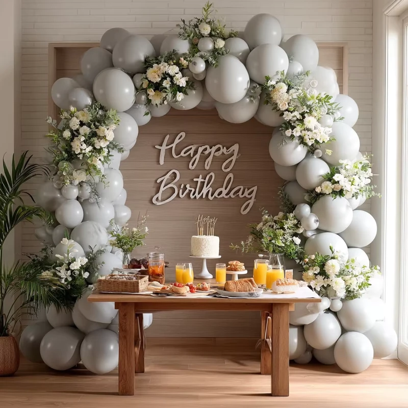 100個 12インチ 光沢のあるラテックスグレー風船 誕生日 ベビーシャワー 卒業式 結婚式 パーティー イースター用