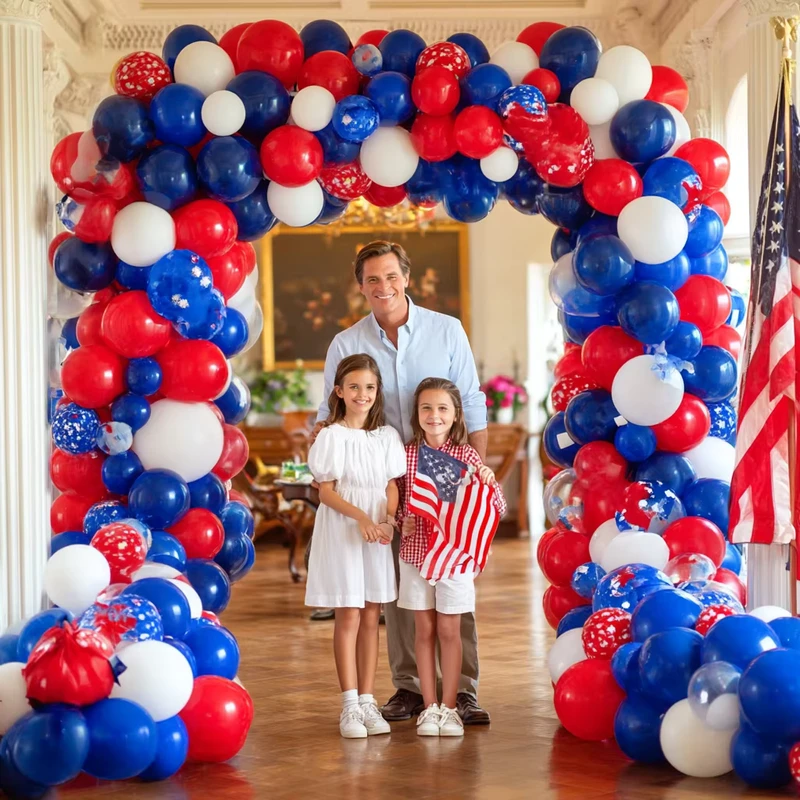 100 Piece Set Red White Blue Glossy Latex Balloons Suitable for Wedding Birthday Parties Independence Day Party Decoration
