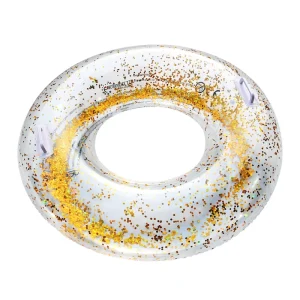 100CM Portable Water Mattress Kids River Glitter Tube Inflatable Floating Transparent Clear Pool Float Swimming Ring for Adult