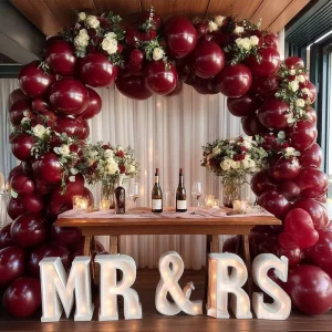 100pcs Burgundy Glossy Latex Balloons 12inch for Valentine’s Day Christmas Anniversary Graduation Wedding Birthday Party Decor