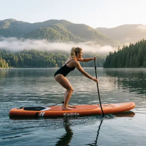 10’8″ Inflatable Stand up Paddle Board with Protective Rubber Rail for River Run and Shallow Gravel
