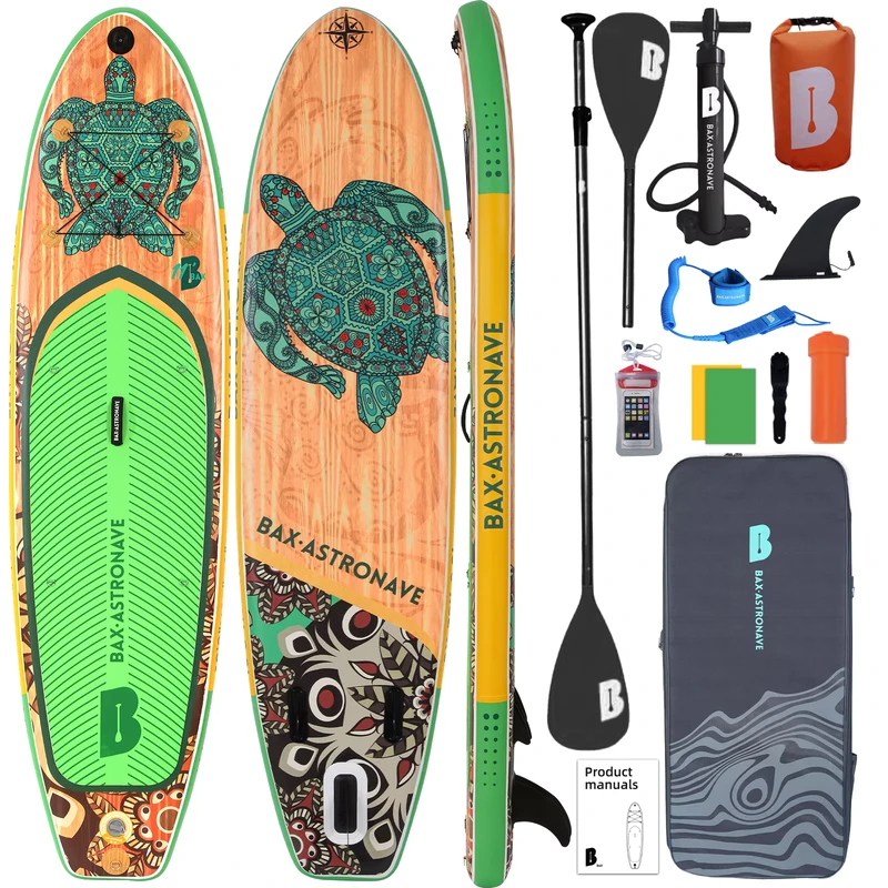 11′ Inflatable Paddle Board PVC EVA Material 130KG Max Loading Complete Set Accessories