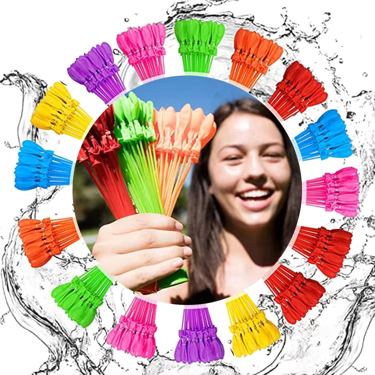 111 pezzi di palloni d'acqua a riempimento rapido, palloni gonfiabili in lattice blu da 3 pollici per sport acquatici estivi
