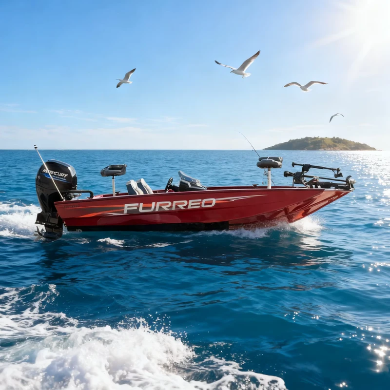 Barco de pesca ligero y estable de aluminio con 115 caballos de fuerza, puede acomodar a 3 personas