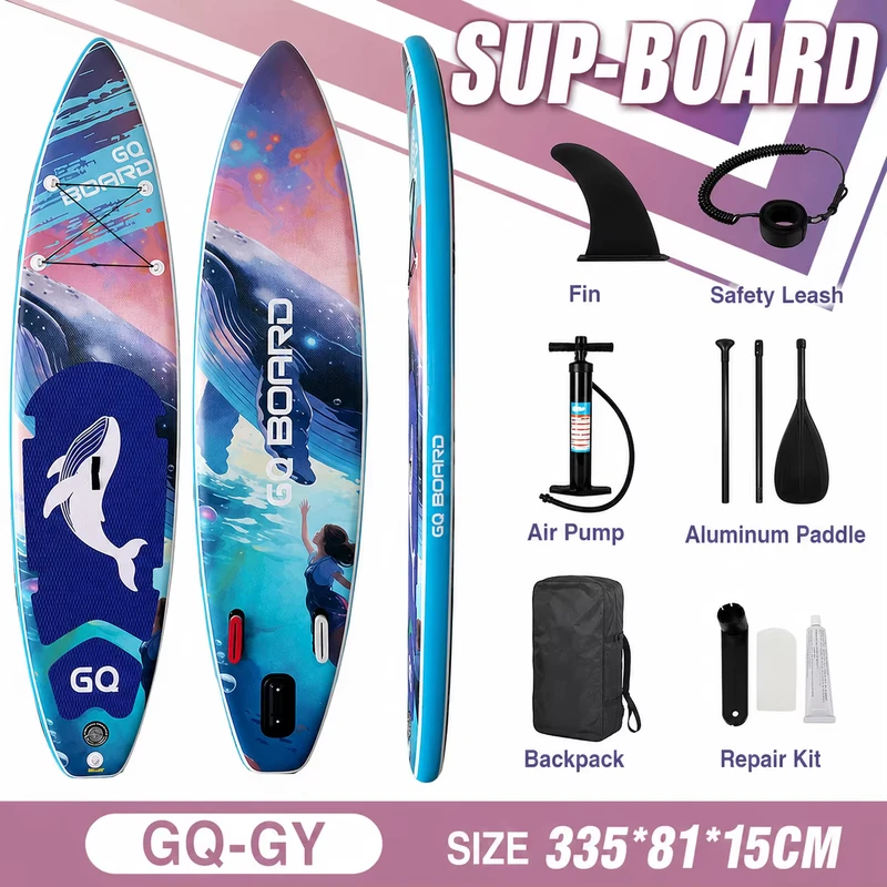 Prancha Inflável SUP de 11FT 335x81x15cm, Prancha de Paddle para Adultos, Logotipo Personalizado Disponível