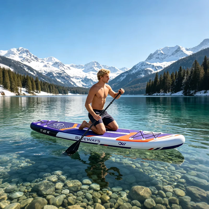 SUP Inflável Premium de 11 pés, 33" de Largura, Paddleboard Durável em Costura de Queda de 6 Polegadas, Kit Profissional Auditado pela CE e BSCI
