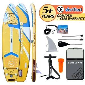 11’x33″x6″ Wood Grain Inflatable Paddle Board Stable Adult SUP 15cm Thick Family & Yoga Stand up Board 335cm