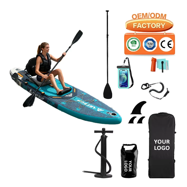 11’x34″ Inflatable Fishing Paddle Board SUP Kayak Removable Seat Lightweight Portable Youth Fishing Board