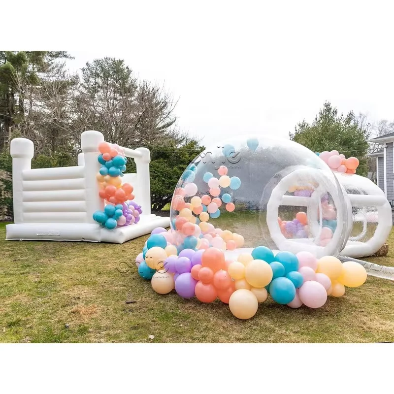 บ้านเป่าลมขนาดใหญ่สีขาว 12 ฟุต 3.6 เมตร เต็นท์เล่นในสวน PVC เต็นท์บ้านเล่นแบบพับได้