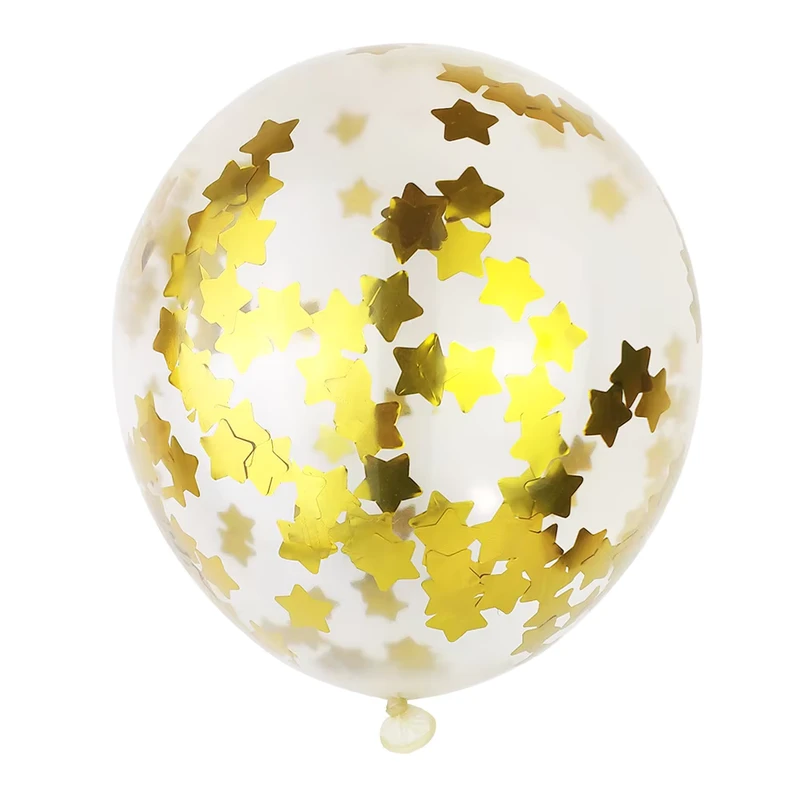12 Zoll Goldfarbene Stern Pailletten Klare Latex Konfetti Ballons