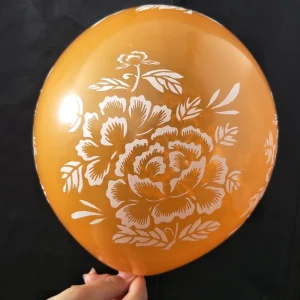 Globos de látex de 12 pulgadas de color naranja, gruesos, de alta calidad, con diseño de flores y impresión completa