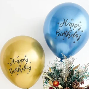 12 Inch Thanksgiving Birthday Party Decoration Balloons 20 Pcs Pack Latex Thick Happy Birthday Printed Metallic