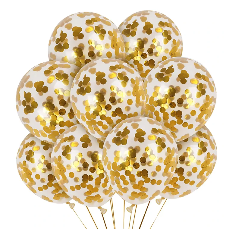 12 Zoll Transparente Paillettenballon Bunte Latex Feiertags-Party Geburtstagsdekorationsset