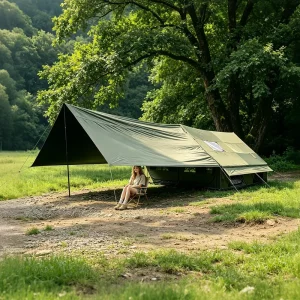 12㎡ Luxury Inflatable Glamping Tent 3x4x2m Air Tent 300D Oxford with Detachable Awning Dual Doors Twin Skylights
