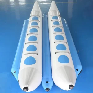 Mainan Air Inflatable Permainan 12 Orang Banana Boat Baris Ganda untuk Fasilitas Hiburan Air Inflatable
