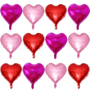 12 Red Heart shaped Balloon 18inch Rose Peach Pink Heart Romantic Love Valentine’s Day Proposal Wedding Bride Shower Party Decor