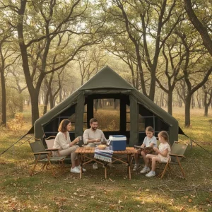 12 Square Meter Four-season Double Layer Waterproof TC Cotton Oxford Inflatable Quick Automatic Opening Camping Canopy Tent