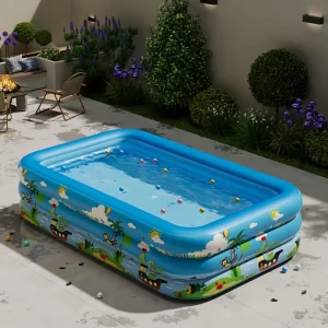 120*90*34cm Two-layer PVC Inflatable Swimming Pool for Babies Toddlers Children Foldable Home Outdoor Water Play
