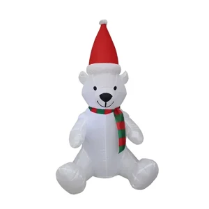 120cm 4ft Inflatable Polar Bear Christmas Festival Decoration Outdoor Built-in Fan LED Lights Polyester Battery