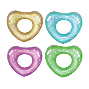 120cm Gold Red Sweet Heart Shape Glitter Swimming Ring for Adult Children