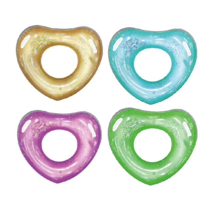 Anello da Nuoto a Forma di Cuore Glitterato Rosso e Oro da 120 cm per Adulti e Bambini