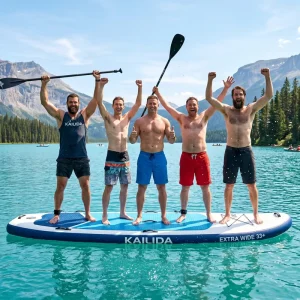 12’6″ Inflatable SUP with Kayak Rudder and Pedal Control for Straight Tracking in Strong Current