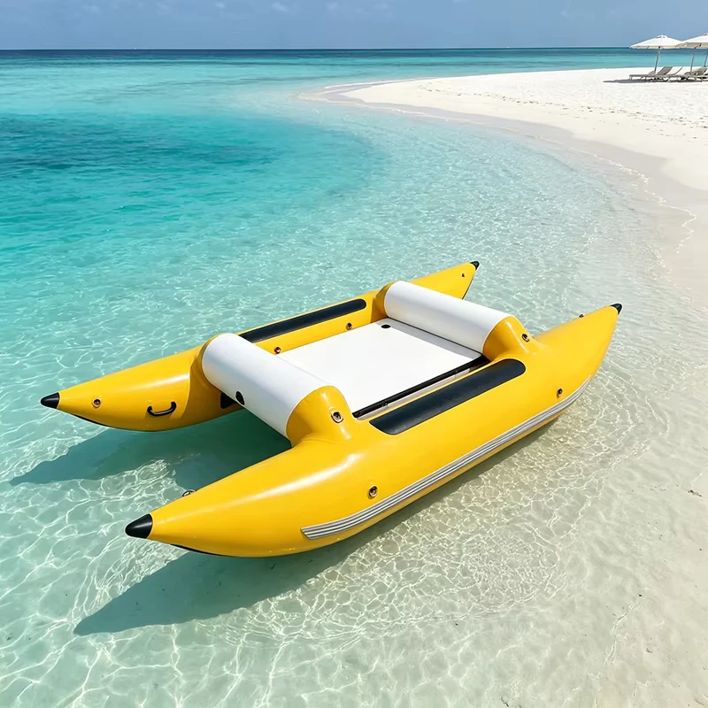 12FT PVC Aufblasbares 4-Sitzer Thundercat Katamaran Banana Boat Faltbares Wildwasser-River-Yacht Spezialform Querschnittsauftriebsschlauch
