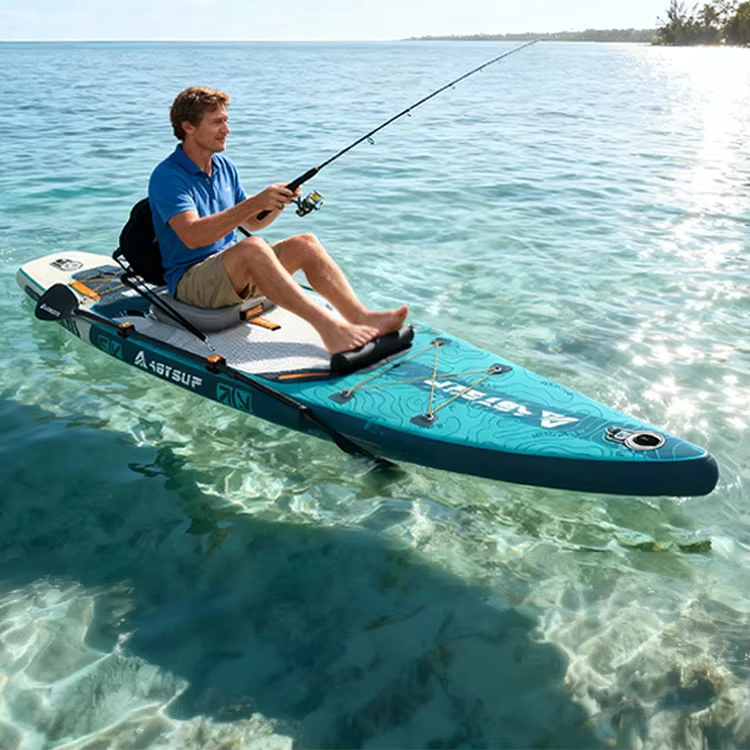 Tabla de paddle inflable de 12 pies, Drop Stitch PVC con asiento de kayak, bomba, kit de reparación SUP para yoga, surf y pesca, personalizable