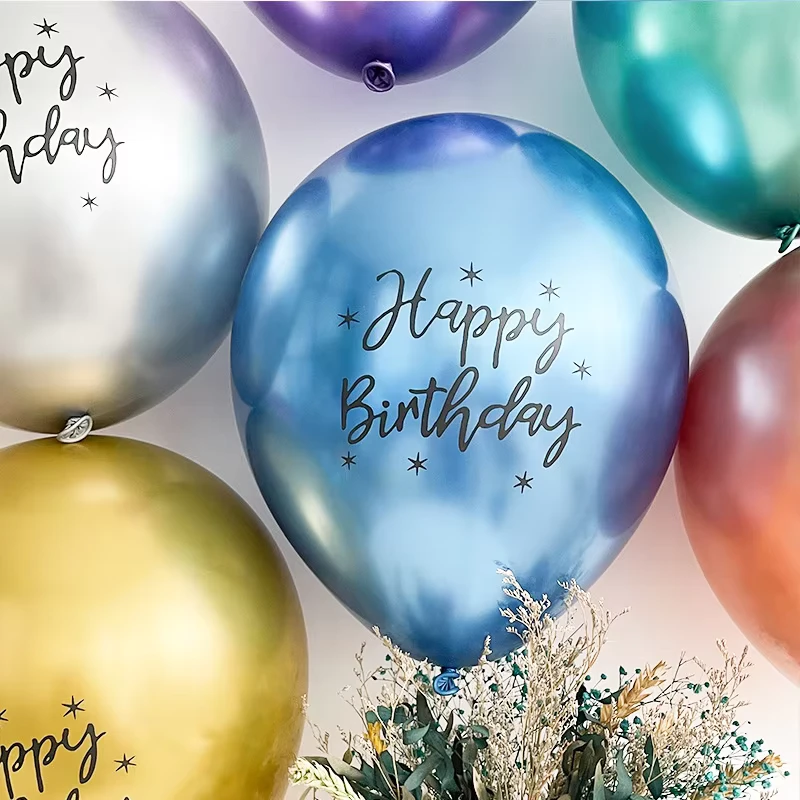 12inch Birthday Party Latex Balloons Inflatable Helium Metallic Ballon Boy Girl Happy Birthday Party Decoration Shiny Latex