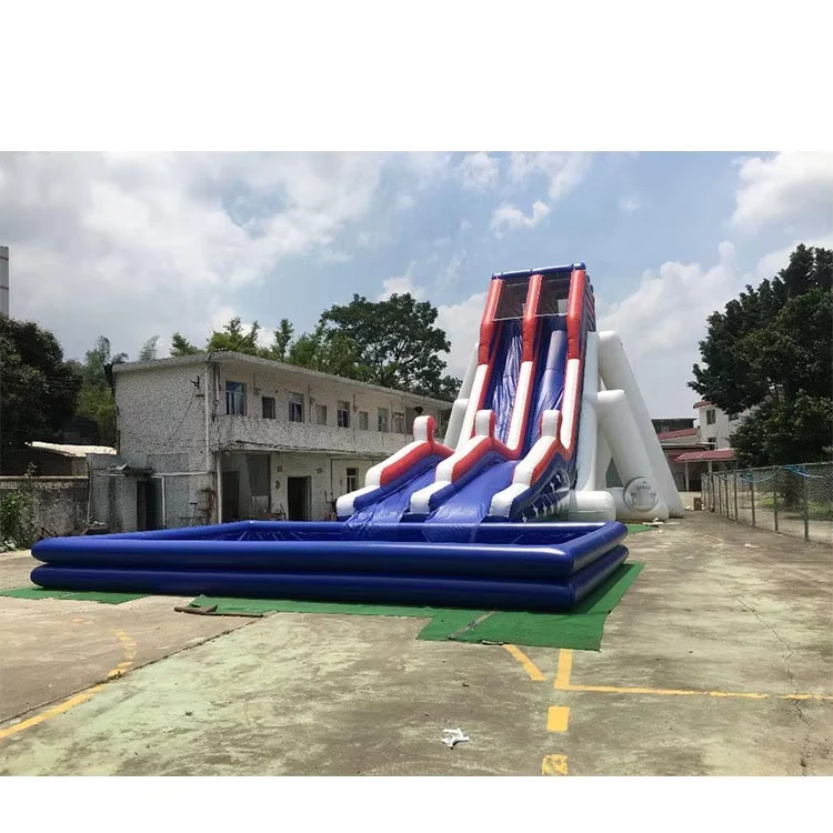 Scivolo gonfiabile gigante da 12 mh con piscina, scivolo d'acqua gonfiabile a due corsie per adulti, grande scivolo d'acqua gonfiabile per uso commerciale 1 pz